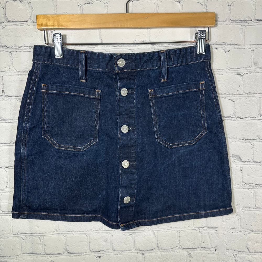 Denim & Supply Ralph Lauren Tilden Button Front Mini Skirt Dark Wash Indigo 27
